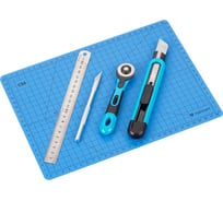 Набор для вырезания Topfort A4, нож макет, нож 9 мм, нож роликовый 18мм, линейка 2175523