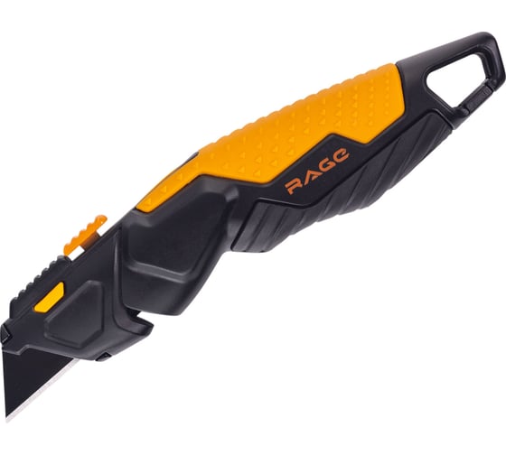 Нож строительно-ремонтный выдвижной RAGE, трапециевидный, с запасными лезвиями 6 шт, 180 мм, 831116