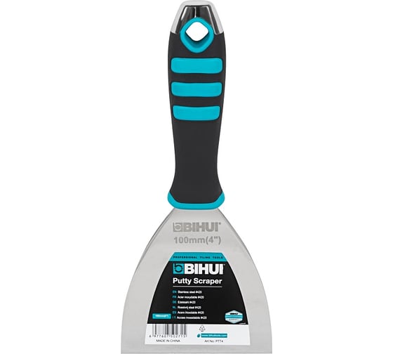 Шпатель малярный BIHUI 4 (100мм) из нержавеющей стали, PTT4 1