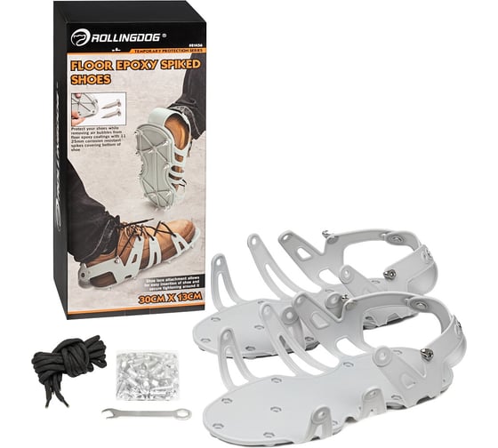 Подошва для наливных полов Rollingdog 30х13см, шнурки, по 11 шипов на подошве 81456