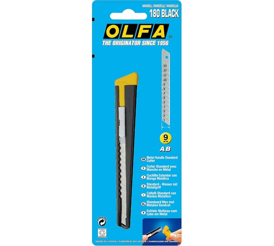 Нож OLFA с сегментированным лезвием 9 мм OL-180-BLACK