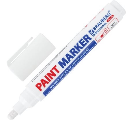 Лаковый маркер-краска BRAUBERG PRO PLUS EXTRA paint marker 6 мм, белый, нитро-основа 151450