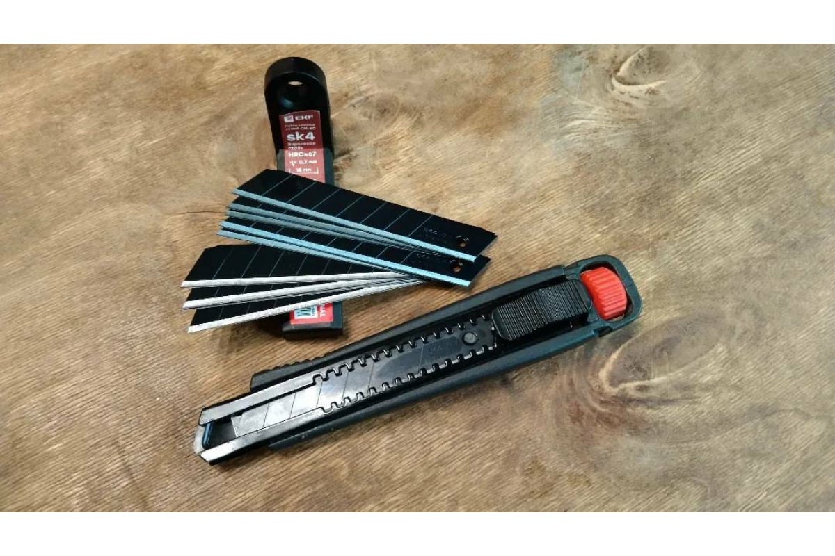 Строительно-монтажный нож EKF 18 мм НСМ-80 Professional SK4 Heavy Duty ...