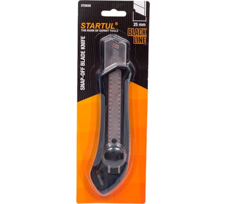 Канцелярский нож STARTUL выдвижной 25 мм Black Line ST0926
