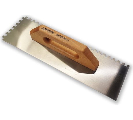 Гладилка Serfa зубчатая, с деревянной ручкой, "10x10", 30 см 49