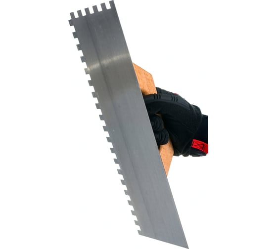 Гладилка Serfa зубчатая, с деревянной ручкой, "10x10", 40 см 051 SER-249