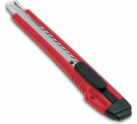 Канцелярский нож KW-Trio 3563 red ширина лезвия 9 мм, усиленный, 2 сменных лезвия, металл, красный, блистер 12 шт. в упак. 811958