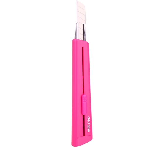 Канцелярский нож DELI E2038PINK 80мм шир.лез.9мм роз. блистер 1206499 24  шт. в упак.