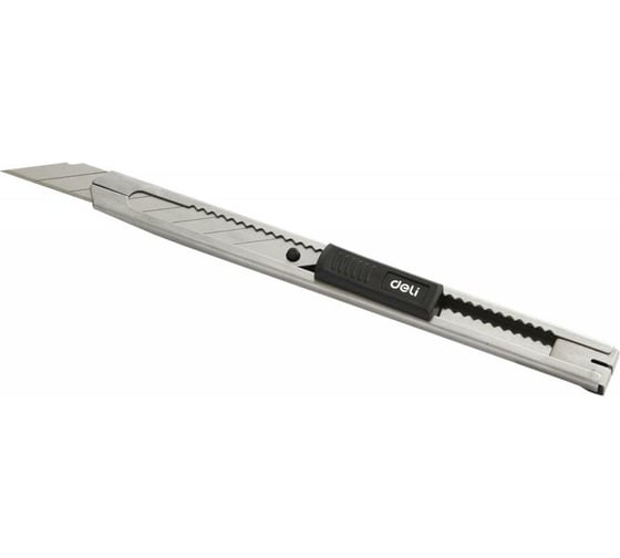 Канцелярский нож DELI E2034 Essential Metal Vivid Mini шир.лез.9мм фиксатор сталь серый 460543 24  шт. в упак. 1