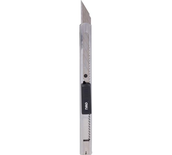 Канцелярский нож DELI E2034 Essential Metal Vivid Mini шир.лез.9мм фиксатор сталь серый 460543 24  шт. в упак.
