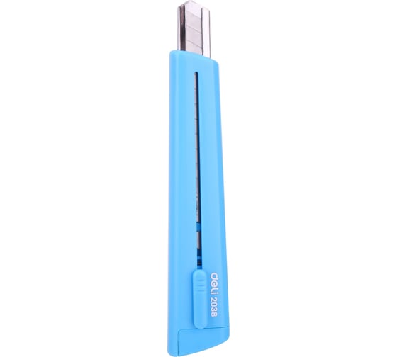 Канцелярский нож DELI E2038BLUE 80мм шир.лез.9мм синий блистер 1374323 24  шт. в упак.