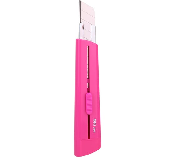 Канцелярский нож DELI E2040pink Rio 100мм шир.лез.18мм фиксатор сталь роз. блистер 1362279 12  шт. в упак.