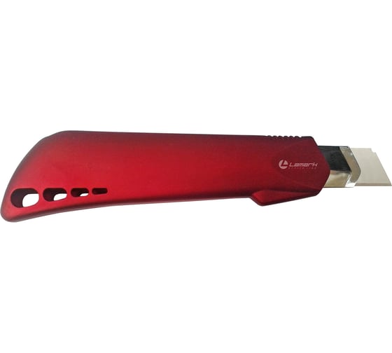 Канцелярский нож LAMARK 18 мм, корпус soft touch, красный CK0211