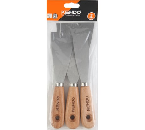 Набор скребков KENDO с деревянной ручкой, 3 шт. 45121
