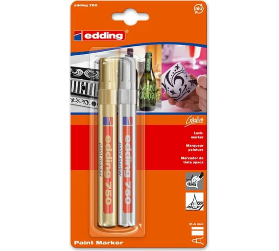 Набор лаковых маркеров EDDING 750 Industry, 2-4 мм, до 400 С E-750IND#2-B#53#49 1