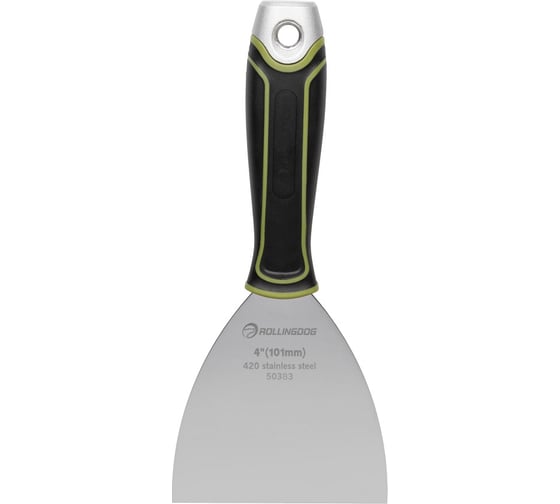 Малярный строительный шпатель ROLLINGDOG Joint knife из нержавеющей стали, 101 мм., ультра-гибкое лезвие, металлический наконечник 50383