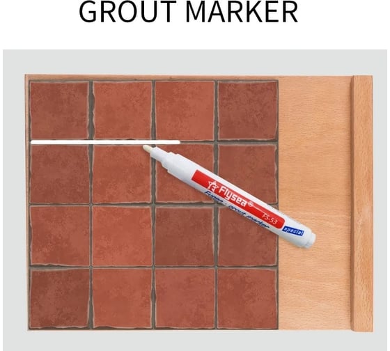 Маркер краска для плиточных швов Flysea Grout Marker 2-4 мм + 3 запасных наконечника, белый FS-53W