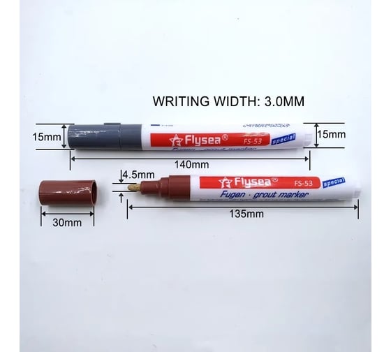 Маркер краска для плиточных швов Flysea Grout Marker 2-4 мм + 3 запасных наконечника, белый FS-53W