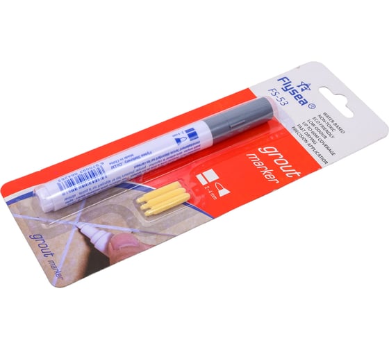 Маркер краска для плиточных швов Flysea Grout Marker 2-4 мм + 3 запасных наконечника, серый FS-53G
