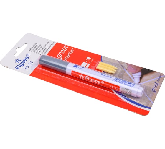 Маркер краска для плиточных швов Flysea Grout Marker 2-4 мм + 3 запасных наконечника, серый FS-53G