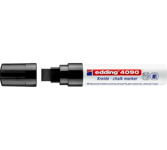Меловой маркер EDDING 4090 смываемый, скошенный наконечник, 4-15 мм, черный E-4090#1 1