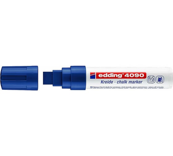 Меловой маркер EDDING 4090 смываемый, скошенный наконечник, 4-15 мм, синий E-4090#3