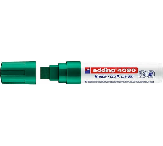 Меловой маркер EDDING 4090 смываемый, скошенный наконечник, 4-15 мм, зеленый E-4090#4 1