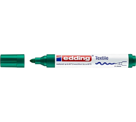 Маркер для ткани EDDING 4500 пигментные чернила, круглый наконечник, 2-3 мм, стирка до 60° С, зеленый E-4500#4
