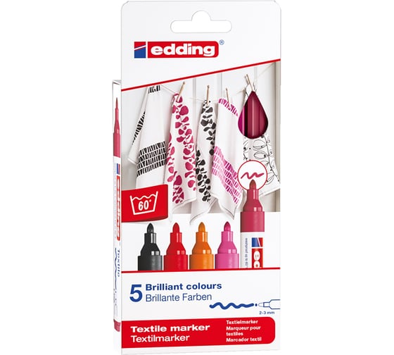 Набор маркеров EDDING 4500 Tao New Warm, для ткани, 2-3 мм, 5 цветов 5 цветов E-4500#5S#TAO#WARM
