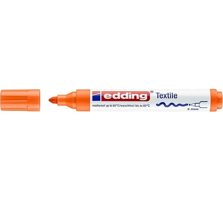 Маркер для ткани EDDING 4500 пигментные чернила, круглый наконечник, 2-3 мм, стирка до 60° С, оранжевый E-4500#6