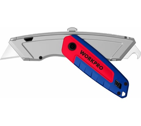 Универсальный складной нож WORKPRO с двумя лезвиями, трапециевидные лезвия WP213016