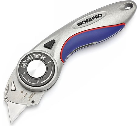 Универсальный складной нож WORKPRO алюминиевый быстросменный трапец. лезвия WP211013