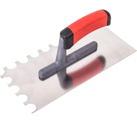 Зубчатая гладилка BEOROL нержавеющая сталь 270x130 мм полукруглый зуб 12x12 мм 245726