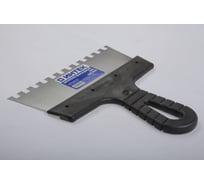 Фасадный шпатель ИНТЕК 200 мм, зуб 6х6, с пластиковой ручкой, нержавеющая сталь 8971