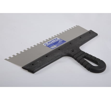 Фасадный шпатель ИНТЕК 300 мм, зуб 8х8, с пластиковой ручкой, нержавеющая сталь 8979