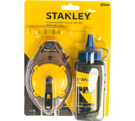 Набор из 3 предметов: шнуровка 30м, голубой краситель 115г, уровень Stanley 0-47-465