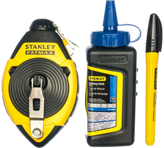 Набор из 3 предметов: отбивочный шнур 30 м, краситель, маркер Stanley 0-47-681