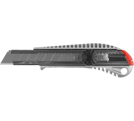 Нож ЗУБР МАСТЕР металлический корпус, механический фиксатор 18мм 09172