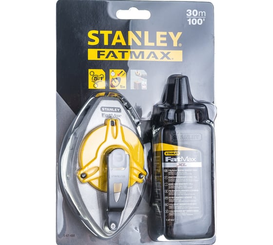 Набор: шнуровка в корпусе 30 м и флакон черного мелового порошка STANLEY FatMax Xtreme 0-47-488