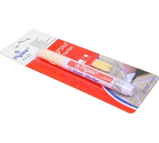 Маркер краска для плиточных швов Flysea Grout Marker 2-4 мм, 3 запасных наконечника, бежевый FS-53 BEIGE