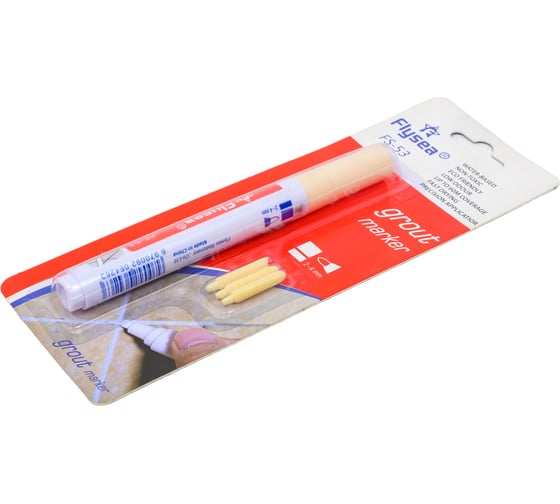 Маркер краска для плиточных швов Flysea Grout Marker 2-4 мм, 3 запасных наконечника, бежевый FS-53 BEIGE