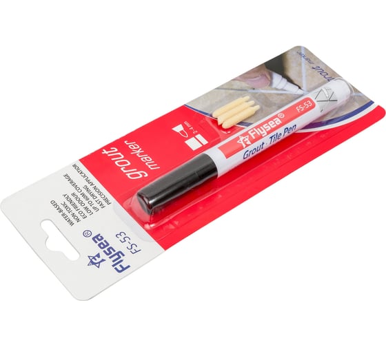 Маркер краска для плиточных швов Flysea Grout Marker 2-4 мм, 3 запасных наконечника, черный FS-53BLACK