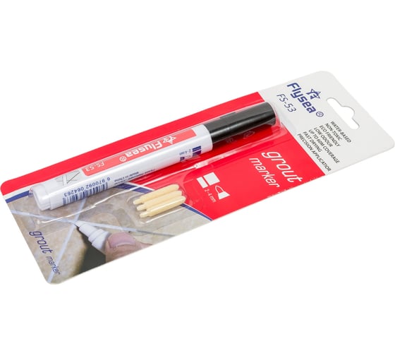 Маркер краска для плиточных швов Flysea Grout Marker 2-4 мм, 3 запасных наконечника, черный FS-53BLACK