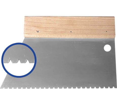 Зубчатый шпатель для клея JETTOOLS с деревянной ручкой, трапеция, 180 мм, зуб 3,4x3,6x3,2 B3/180 В3/180