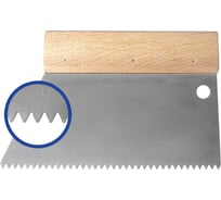 Зубчатый шпатель для клея JETTOOLS с деревянной ручкой, трапеция, 180 мм, зуб 2,5x2мм S3/180