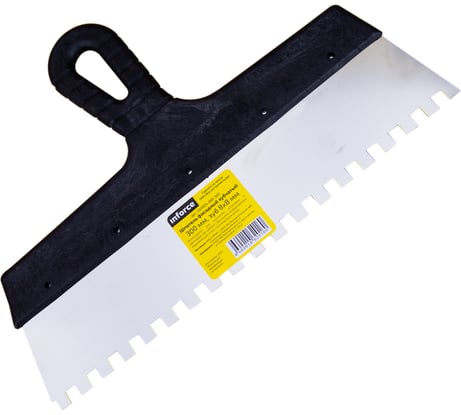 Зубчатый шпатель Inforce 300 мм зуб 8х8 мм с пластиковой ручкой 020605-080-300