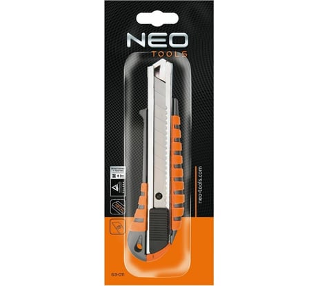 Нож с отламывающимся лезвием NEO Tools 18 мм металлический корпус 63-011