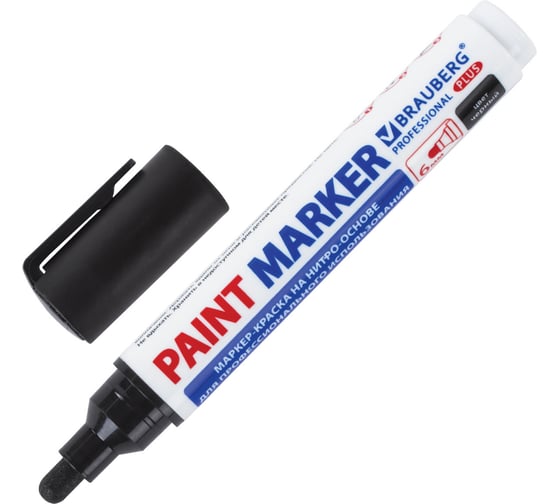 Лаковый маркер-краска BRAUBERG PRO PLUS EXTRA paint marker 6 мм, черный, нитро-основа 151451