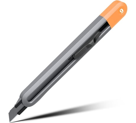 Технический нож DELI home series gray ht4009c сегментированное черное лезвие 9 мм, эксклюзивный дизайн, soft touch 112887
