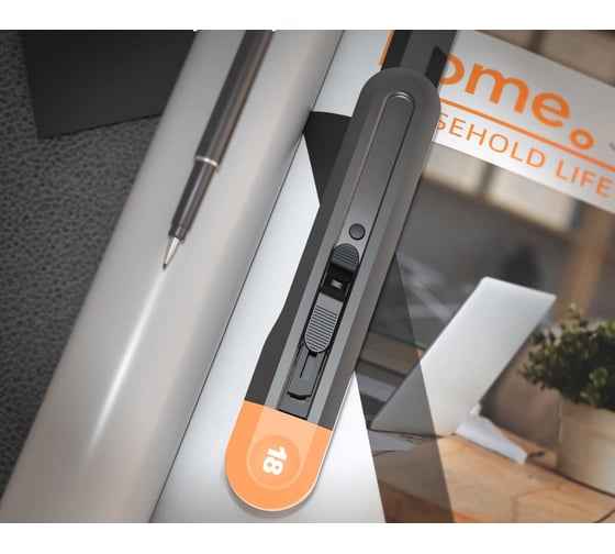 Технический нож DELI home series gray ht4018c сегментированное черное лезвие 18 мм, эксклюзивный дизайн, soft touch 112889